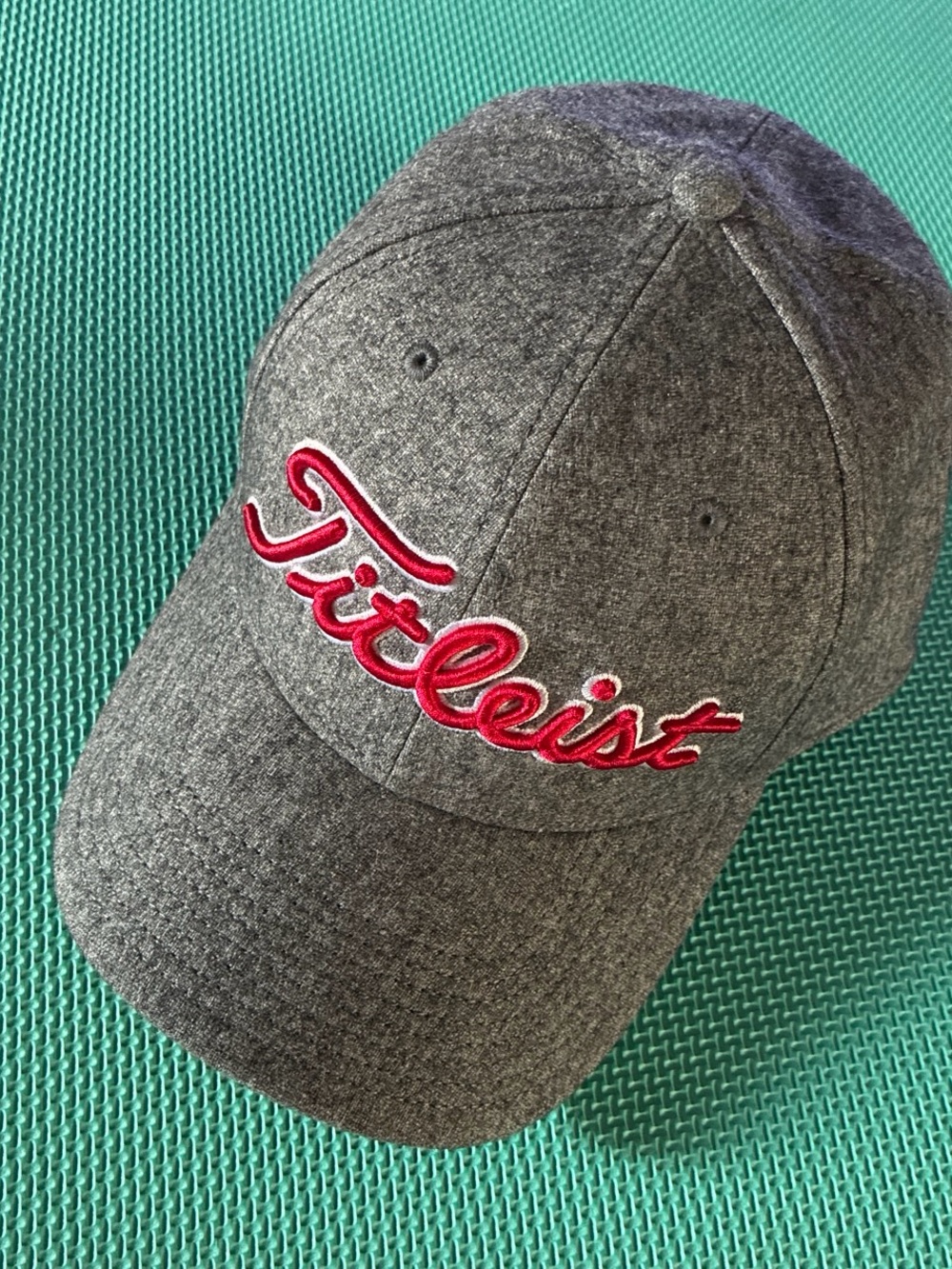 NWOT Titleist Grey Heather Baseball Cap with Red Script Logo